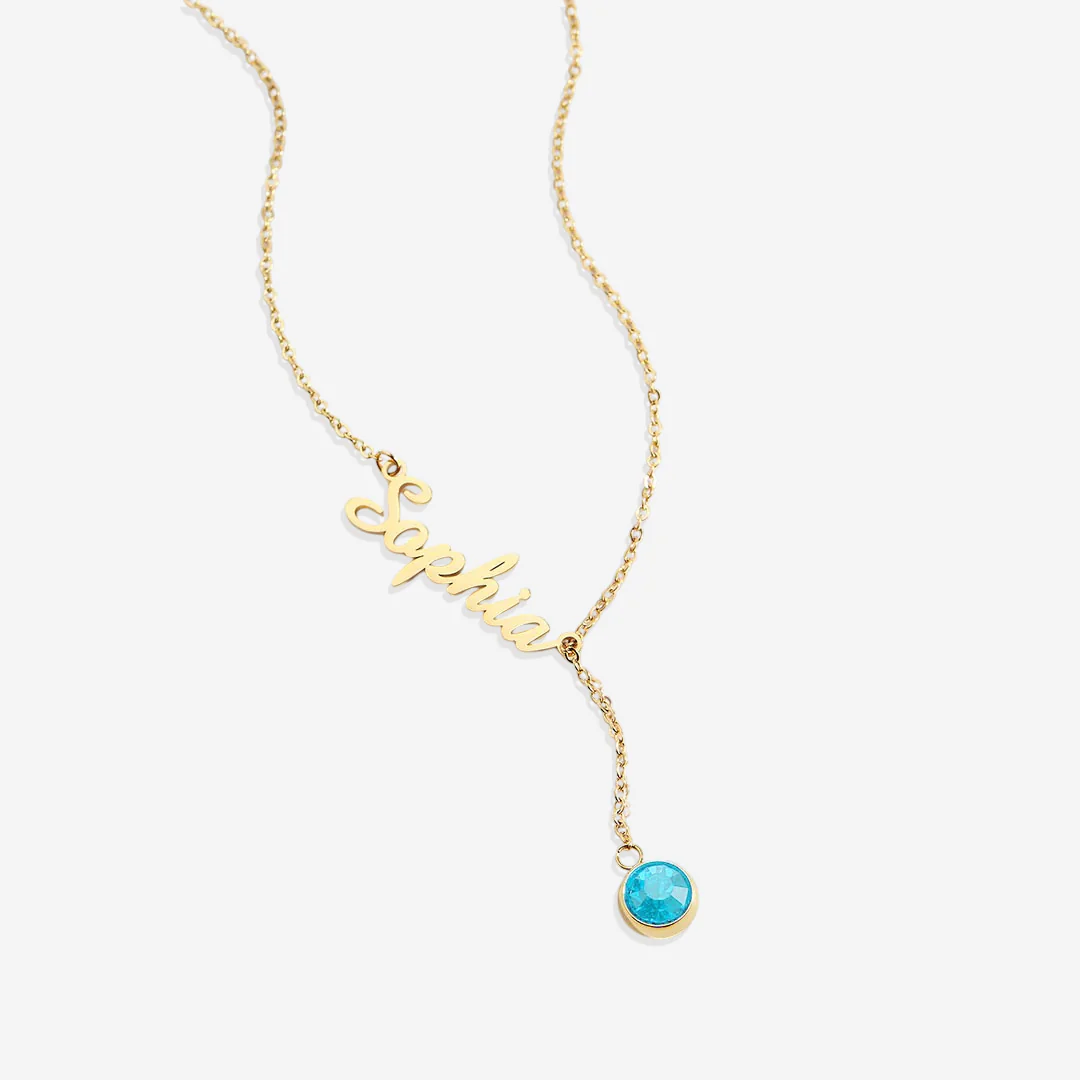 Birthstone Lariat Name Necklace - Image 70