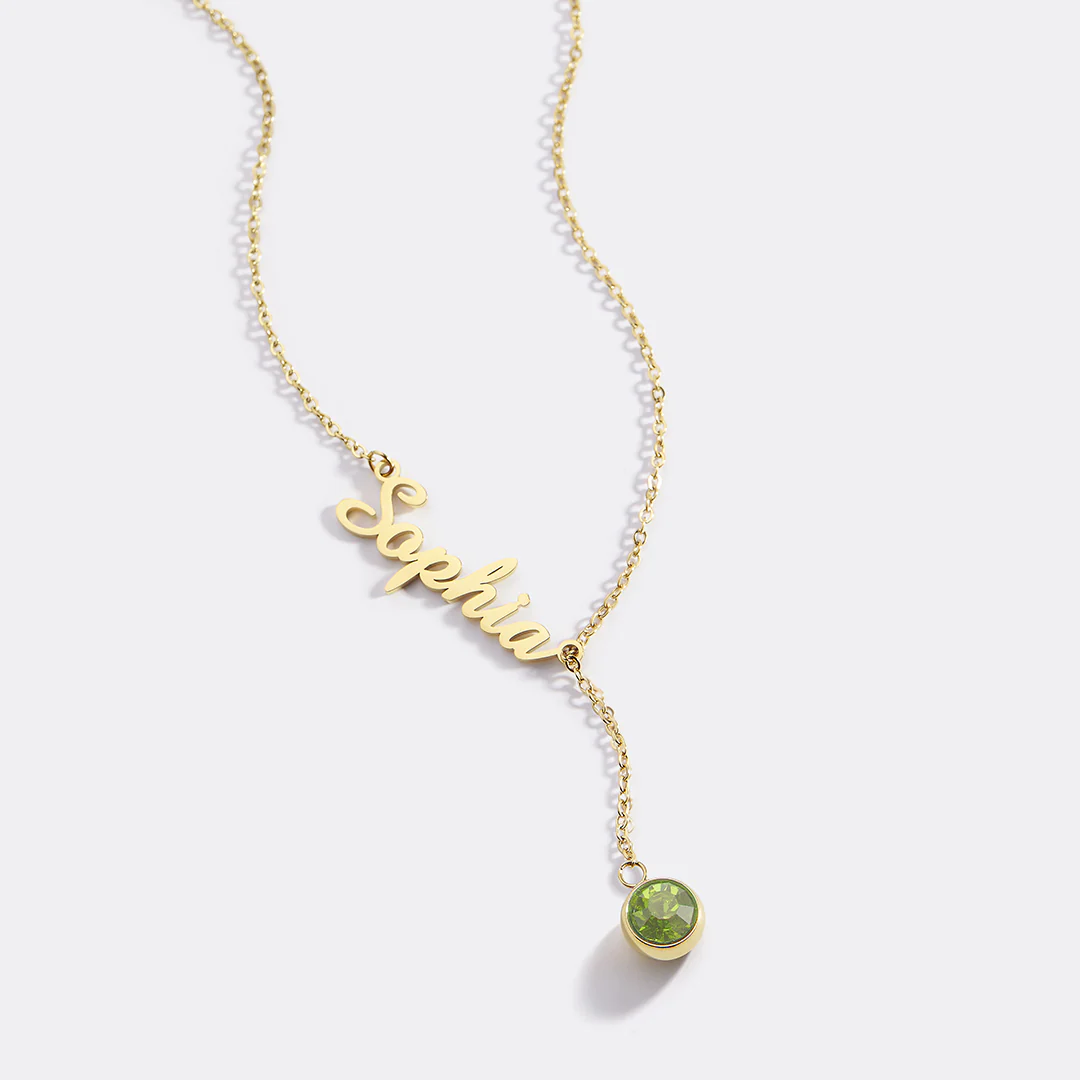 Birthstone Lariat Name Necklace - Image 72