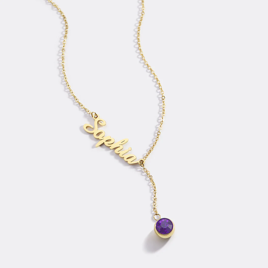 Birthstone Lariat Name Necklace - Image 74