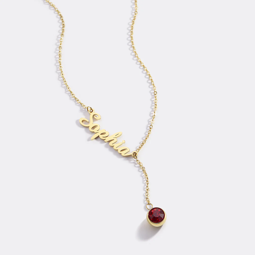 Birthstone Lariat Name Necklace - Image 75