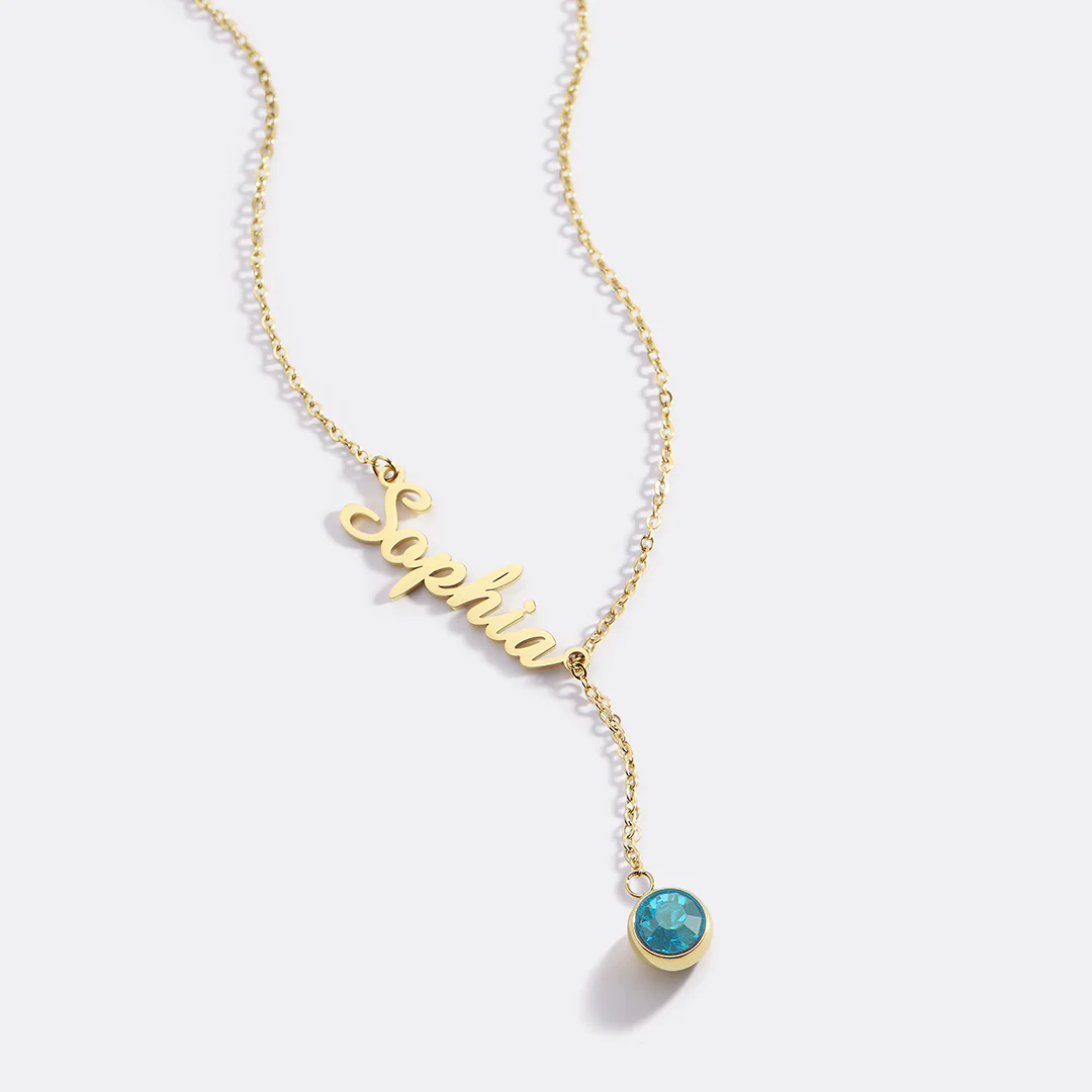 Birthstone Lariat Name Necklace - Image 78
