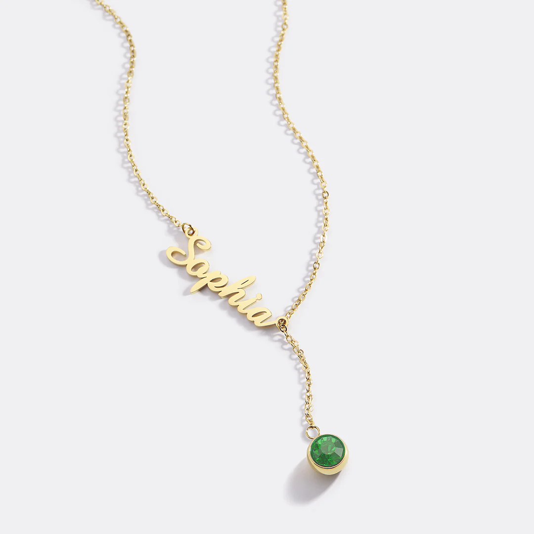 Birthstone Lariat Name Necklace - Image 79