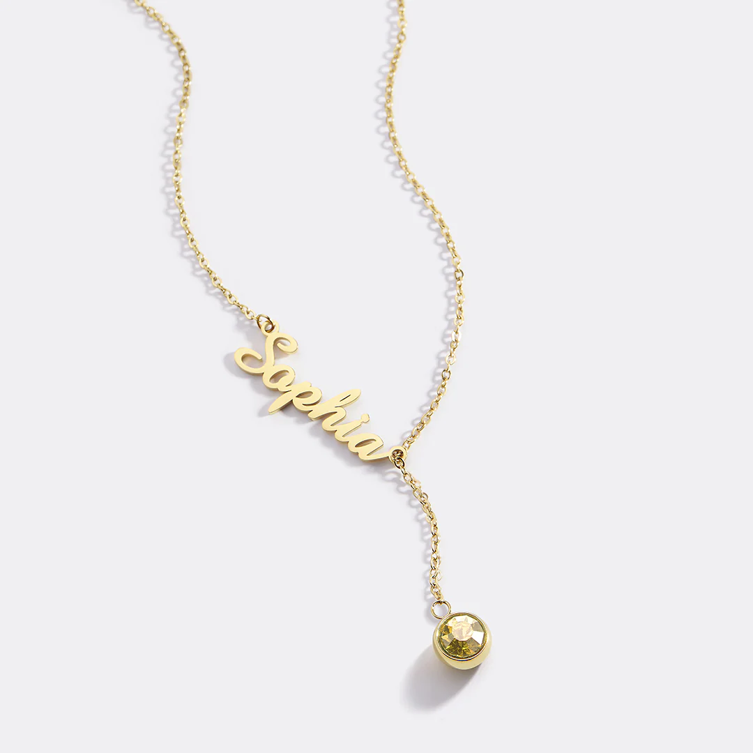 Birthstone Lariat Name Necklace - Image 80