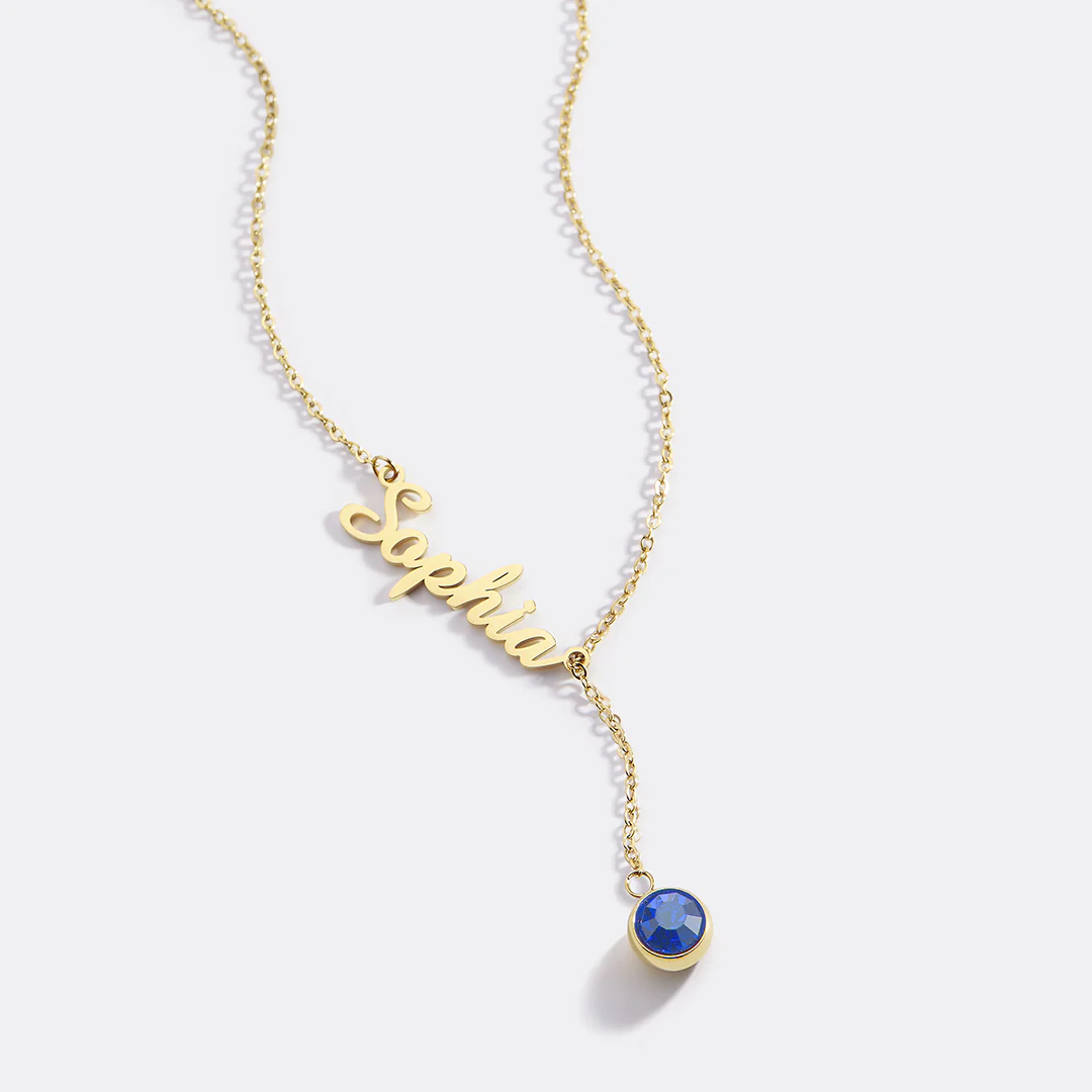 Birthstone Lariat Name Necklace - Image 82