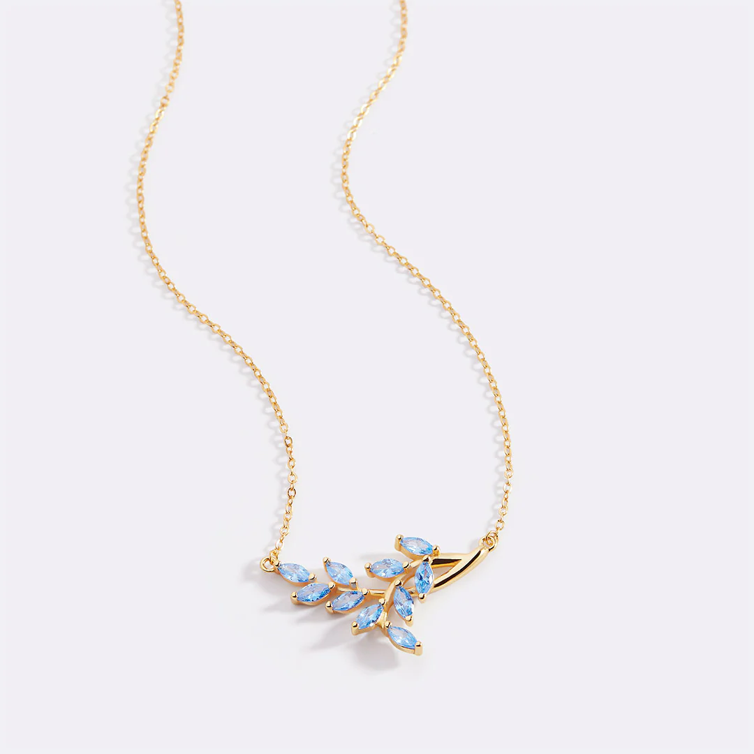 Birthstone Leaf Pendant Necklace - Image 20