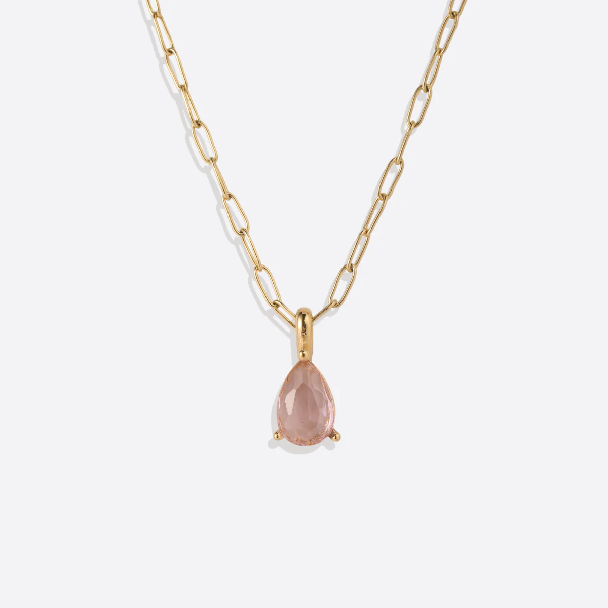 Birthstone Pendant Necklace with Dainty Paperclip Chain - Image 14