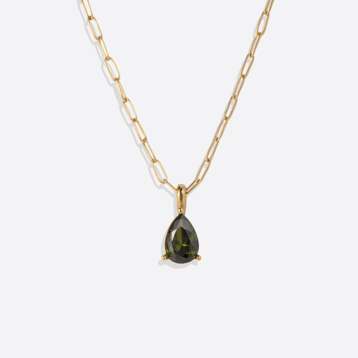 Birthstone Pendant Necklace with Dainty Paperclip Chain - Image 16