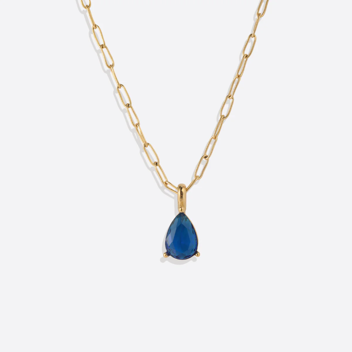 Birthstone Pendant Necklace with Dainty Paperclip Chain - Image 17