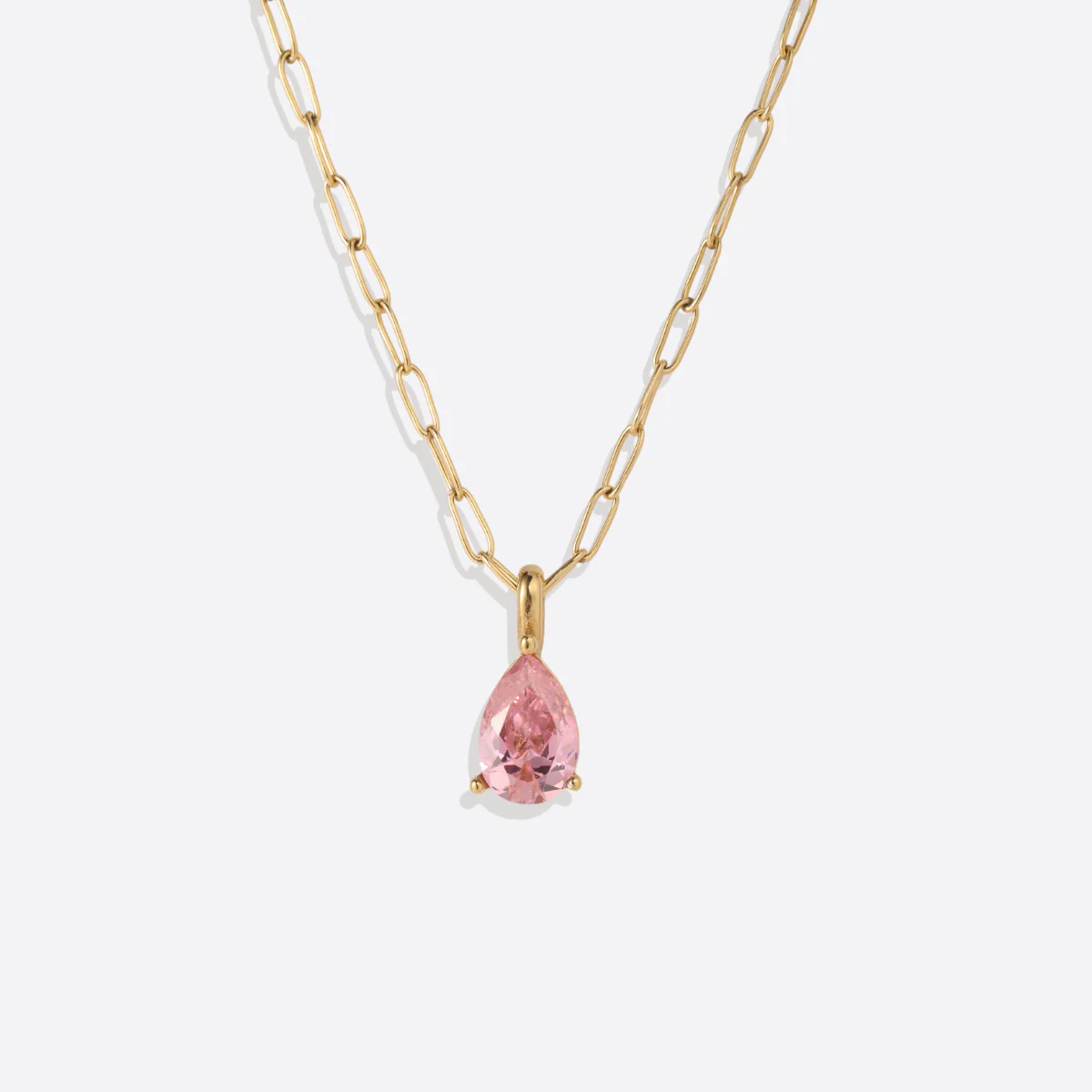 Birthstone Pendant Necklace with Dainty Paperclip Chain - Image 18