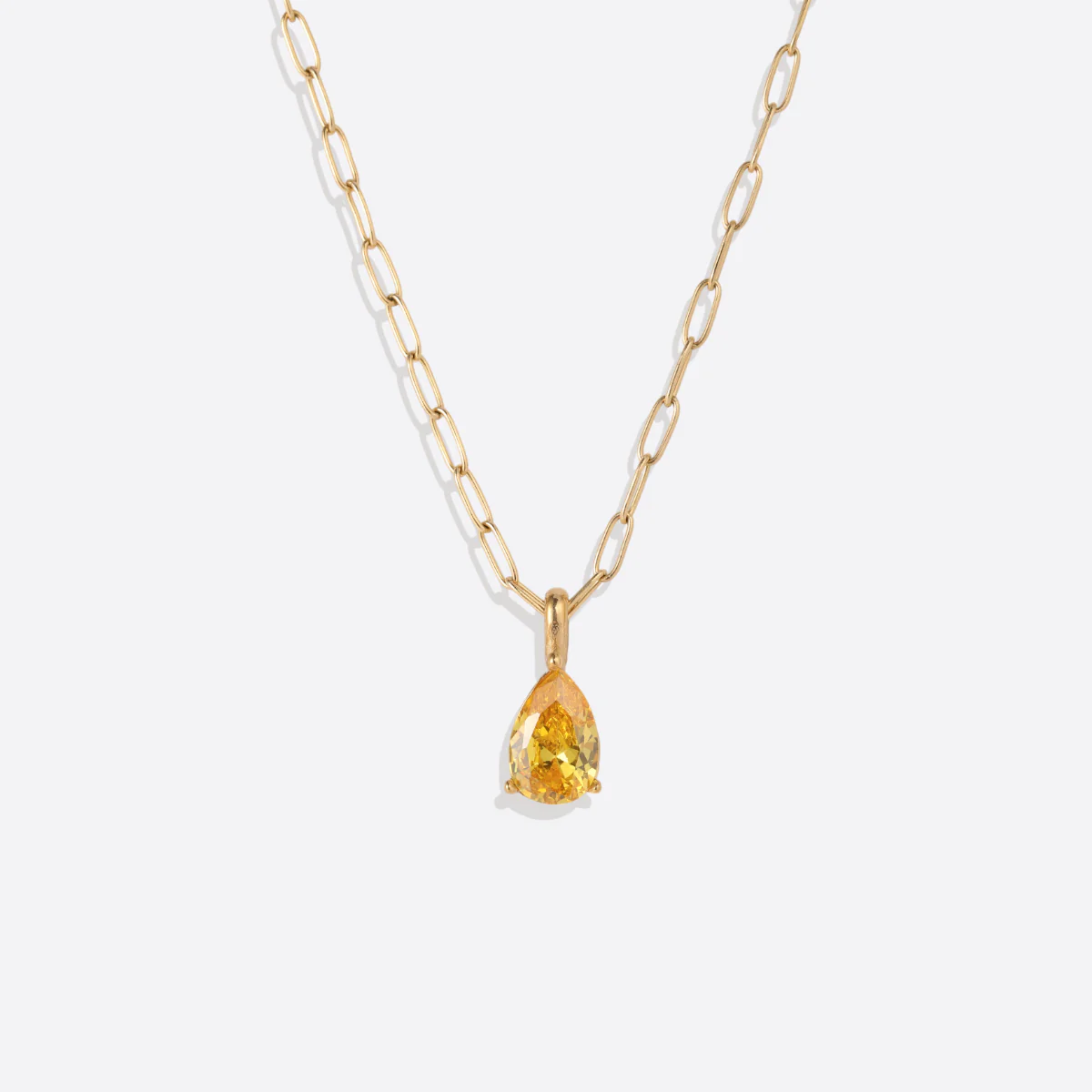 Birthstone Pendant Necklace with Dainty Paperclip Chain - Image 19