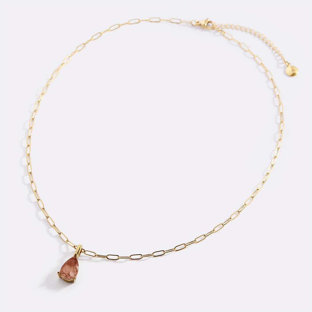 Birthstone Pendant Necklace with Dainty Paperclip Chain - Image 34