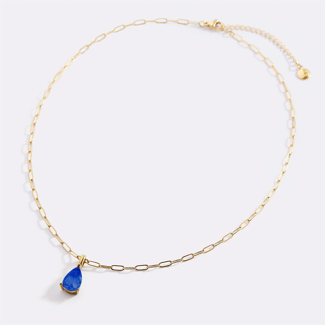 Birthstone Pendant Necklace with Dainty Paperclip Chain - Image 40