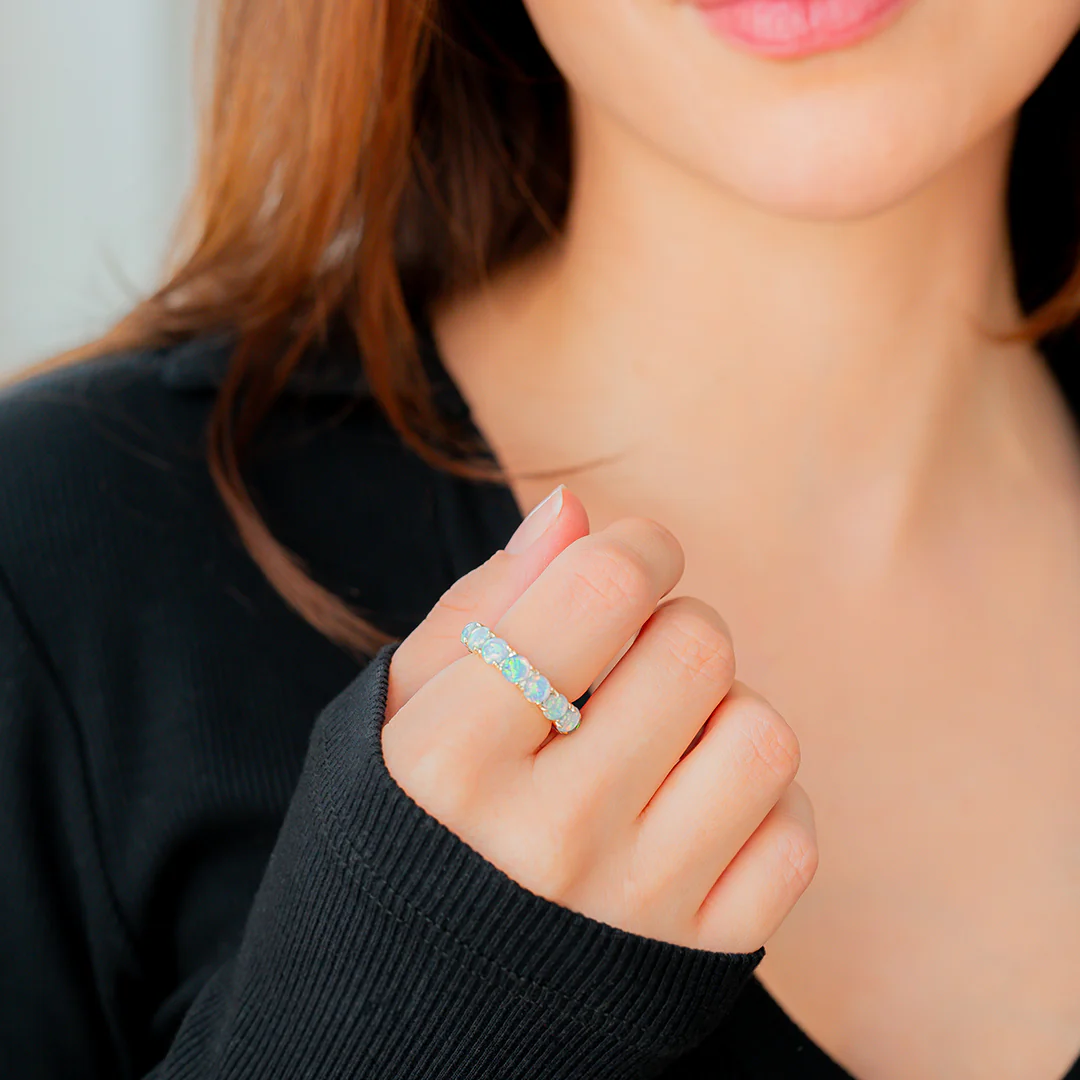 Blue Opal Eternity Ring - Image 2