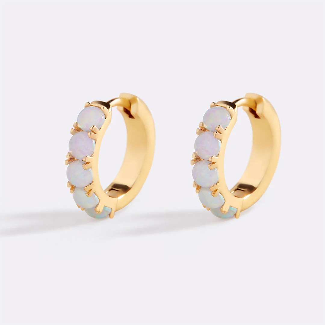 Blue Opal Huggie Earrings - Image 4