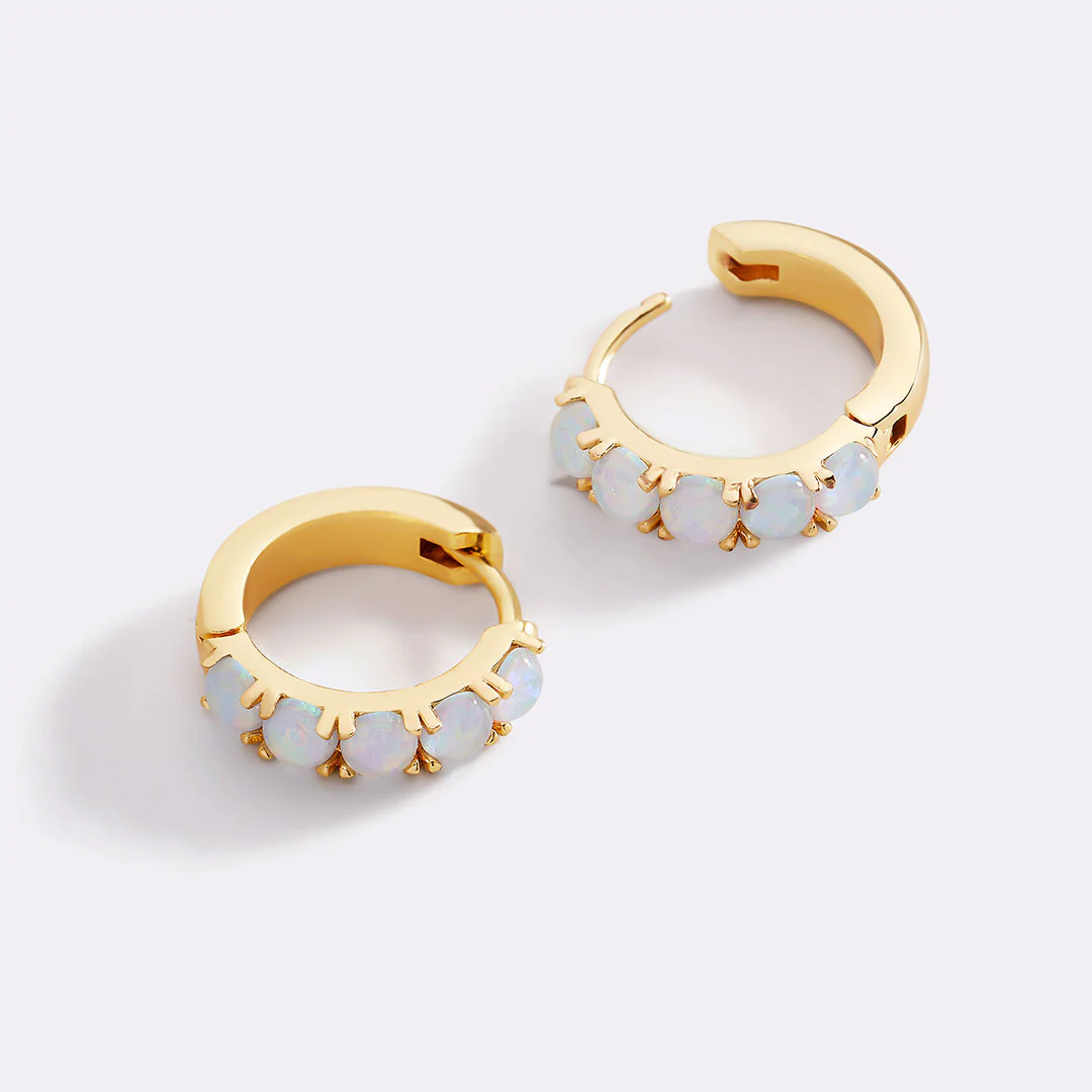 Blue Opal Huggie Earrings - Image 5
