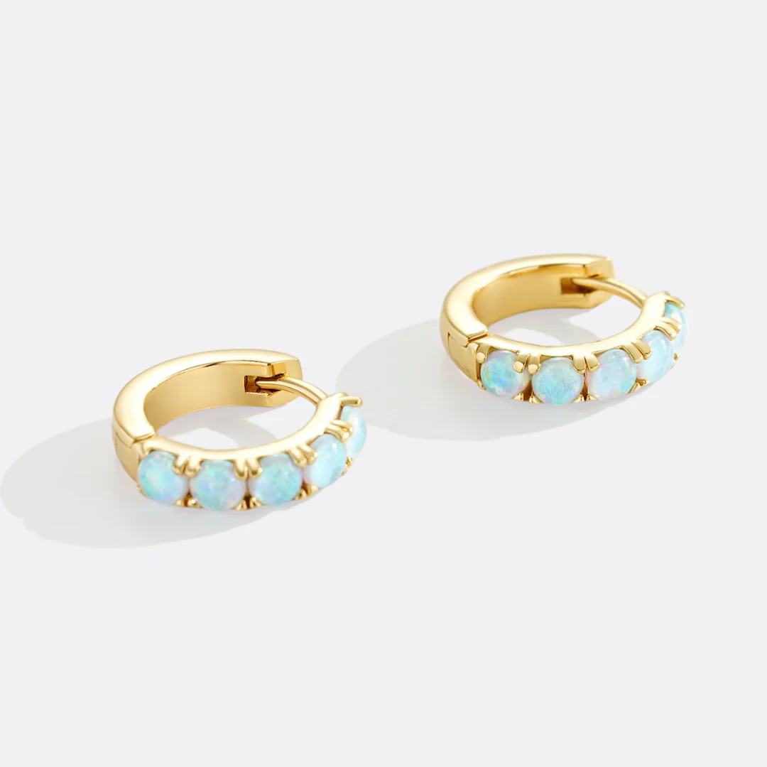 Blue Opal Huggie Earrings - Image 6