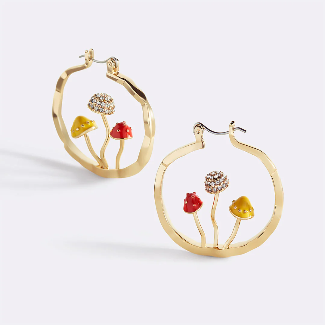 Boho Mushroom Hoop Earrings - Image 2