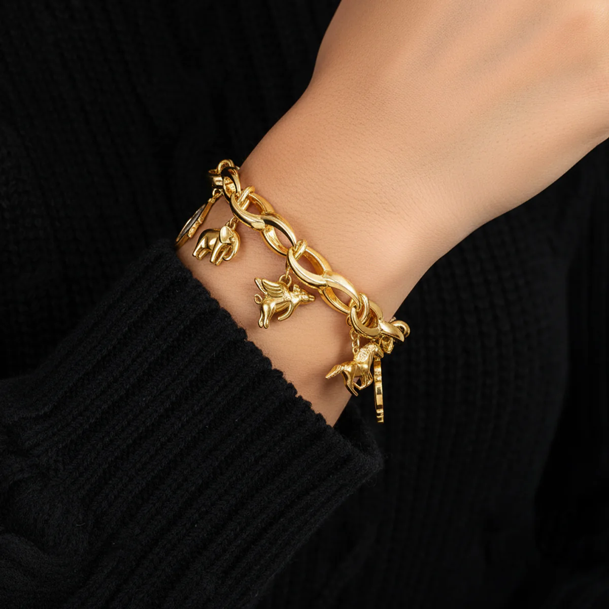 Bold Cable Link Charm Bracelet - Image 4