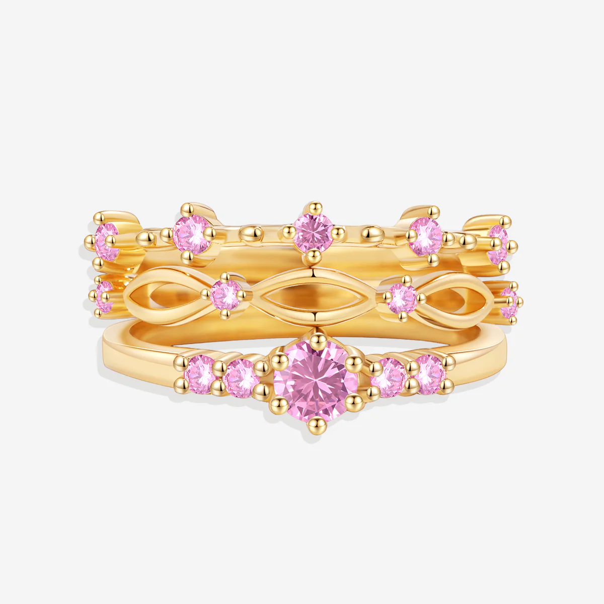 Braided Birthstone Stacking Ring Set - Image 13