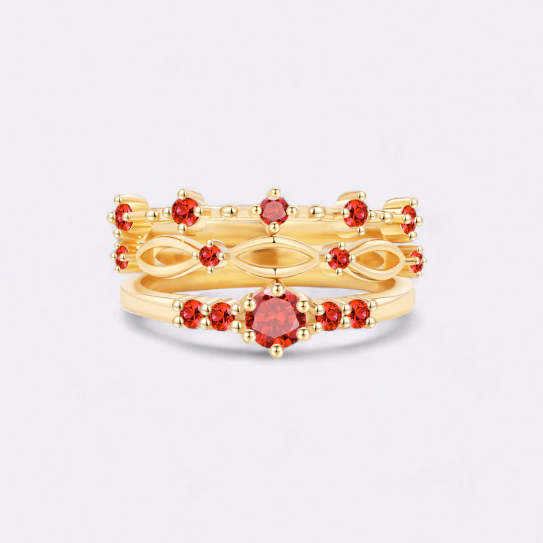 Braided Birthstone Stacking Ring Set - Image 2