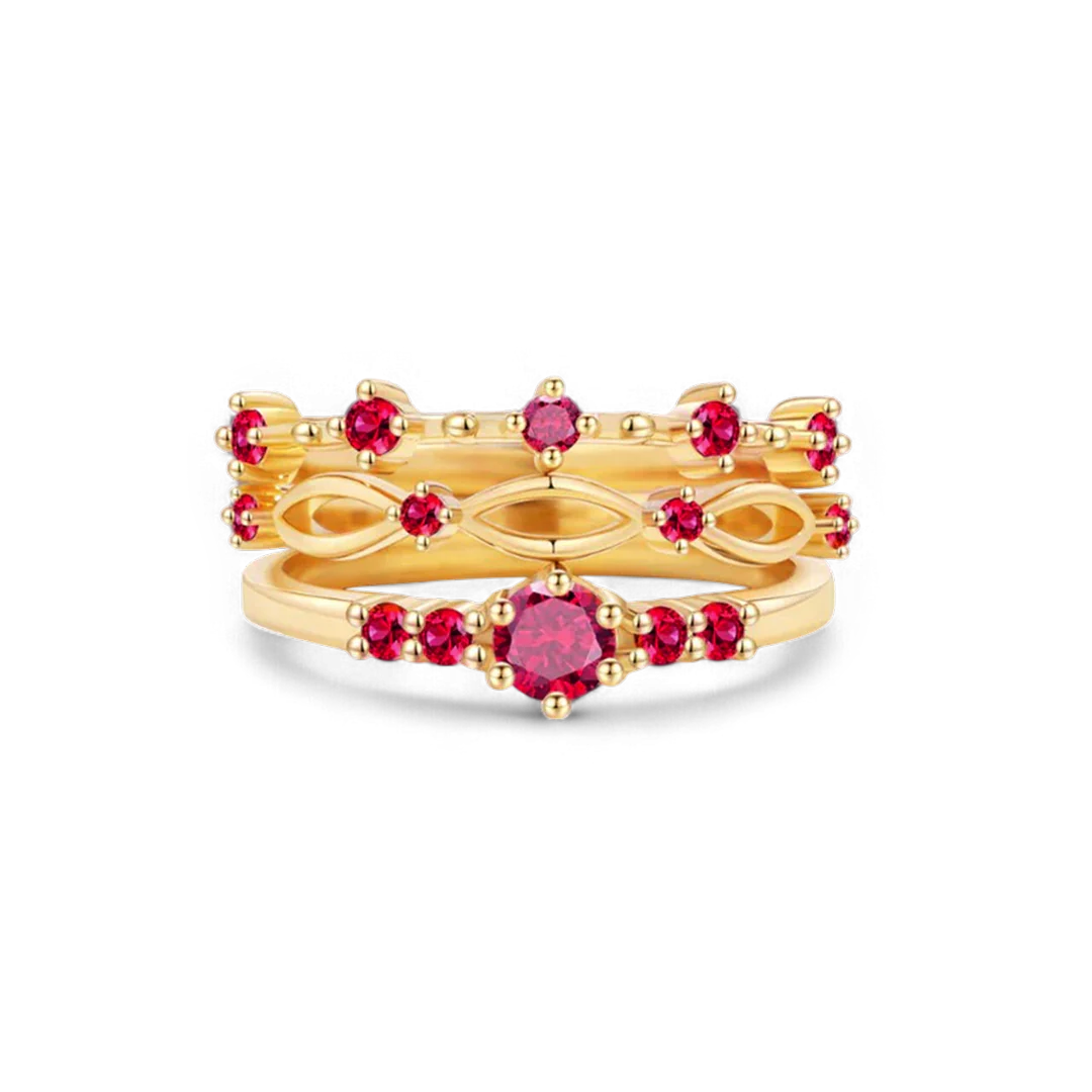 Braided Birthstone Stacking Ring Set - Image 24