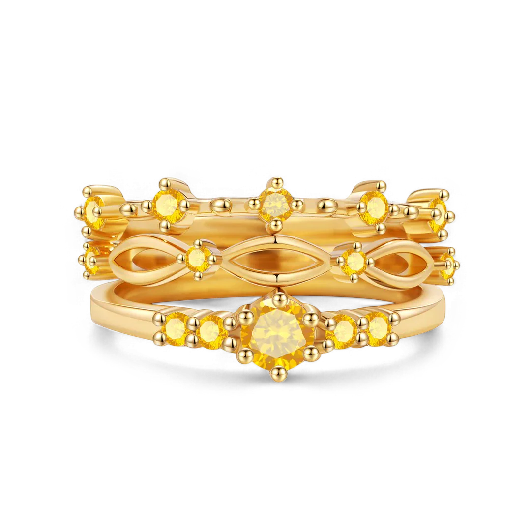 Braided Birthstone Stacking Ring Set - Image 28