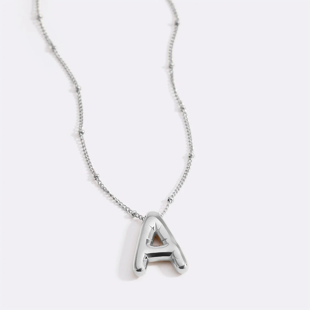 Balloon Initial Necklace with Satellite Chain - Image 8