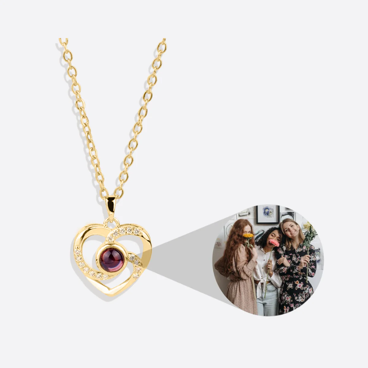 Center of My Heart Pave Photo Necklace - Image 3