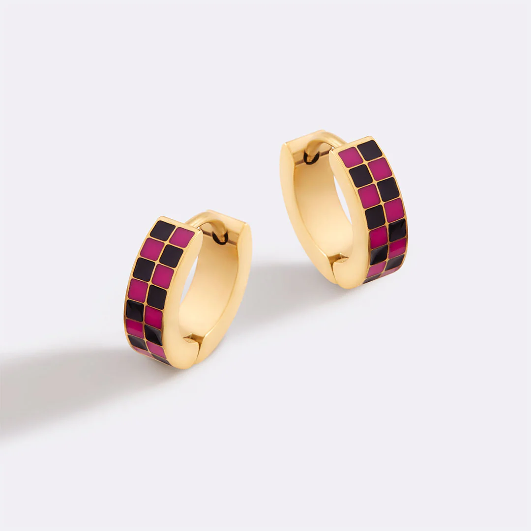 Checkered Hoop Earrings - Image 2