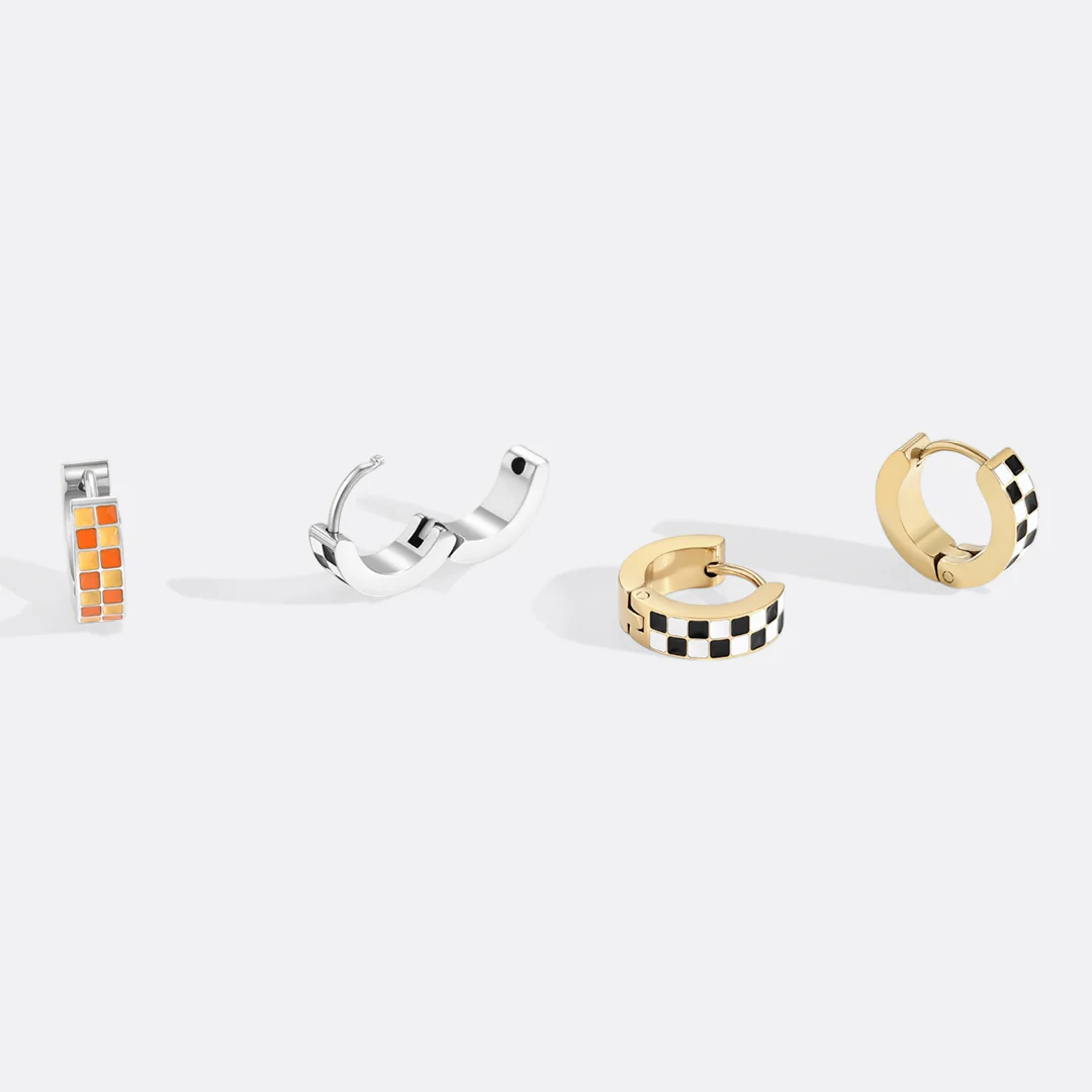 Checkered Hoop Earrings - Image 9