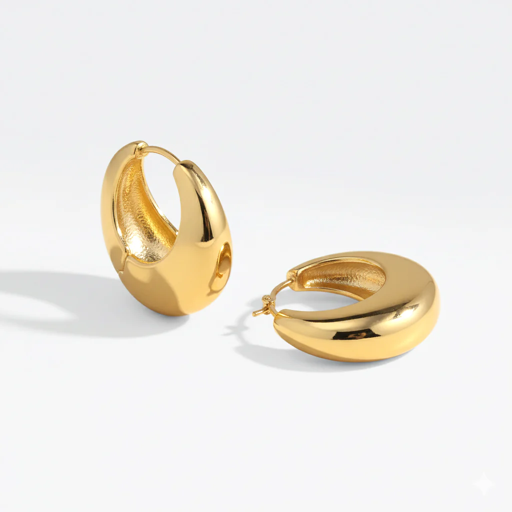 Chunky Round Dome Huggie Earrings - Image 13