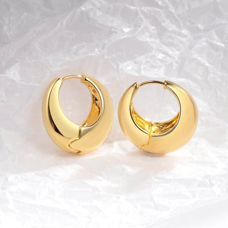 Chunky Round Dome Huggie Earrings - Image 7