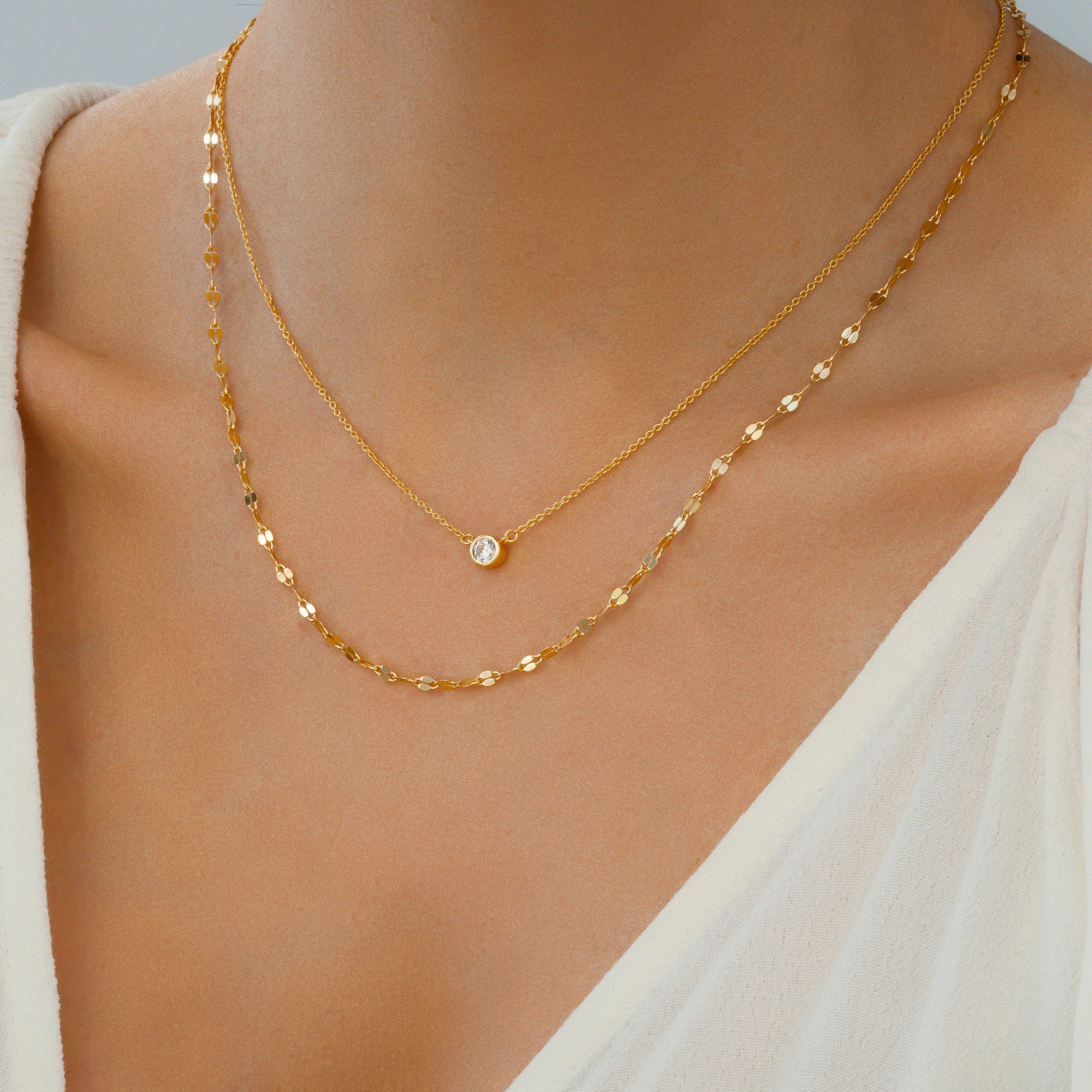 Classic Bezel Necklace and Petal Chain Set - Image 10