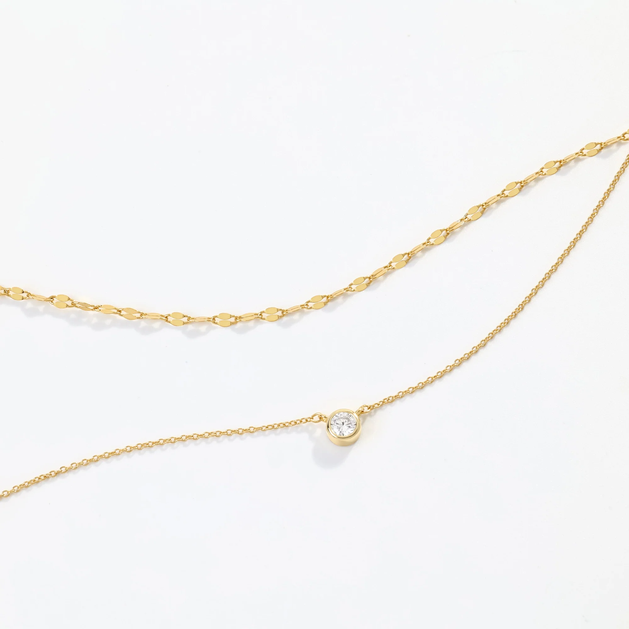 Classic Bezel Necklace and Petal Chain Set - Image 4