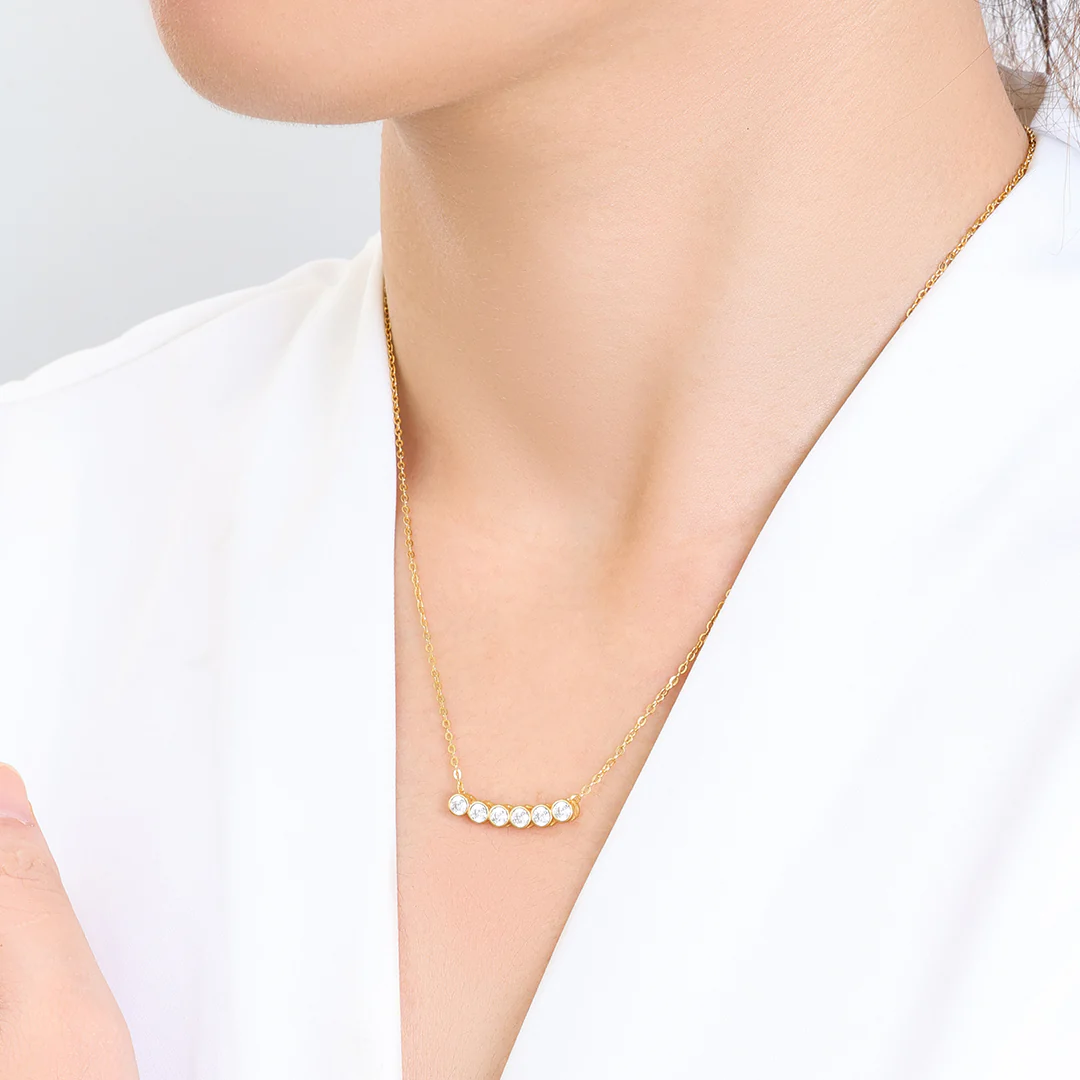 Classic Bezel-Set Diamond Necklace - Image 3