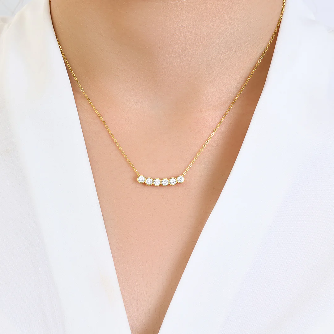 Classic Bezel-Set Diamond Necklace - Image 4