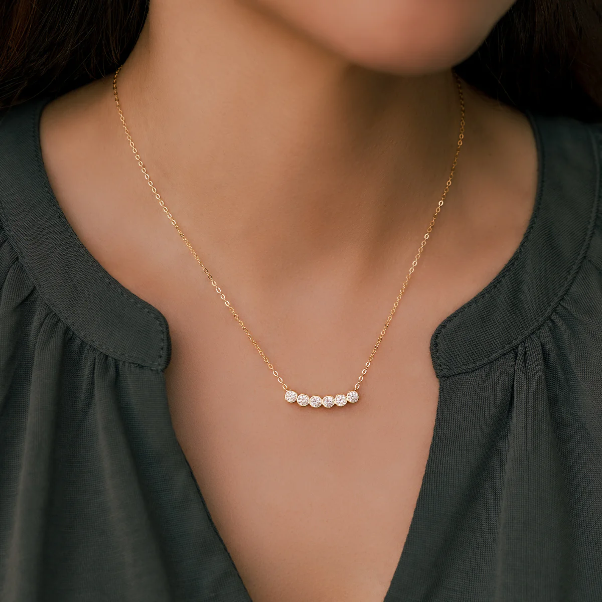 Classic Bezel-Set Diamond Necklace - Image 9