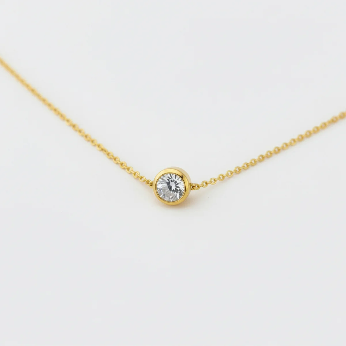 Classic Bezel Set Solitaire Necklace - Image 10