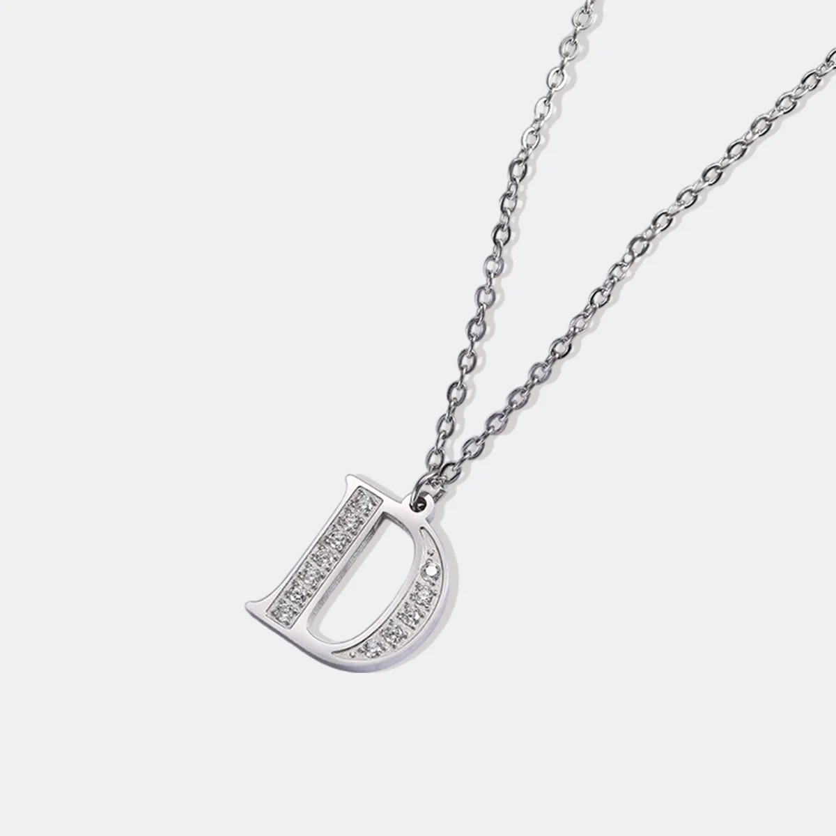 Crystal Accent Letter Satellite Necklace - Image 100