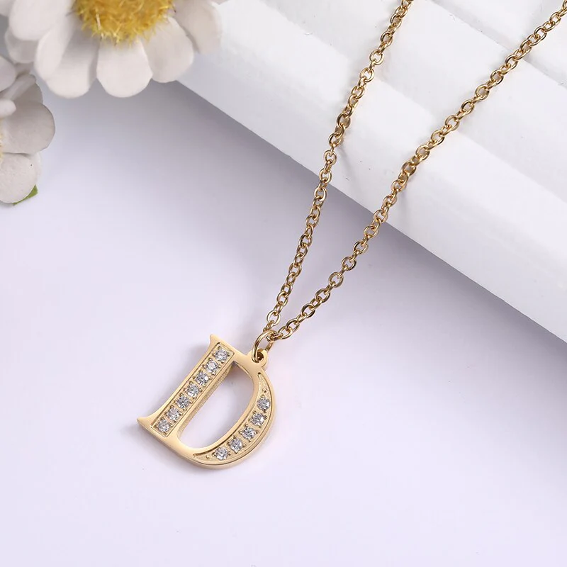 Crystal Accent Letter Satellite Necklace - Image 16