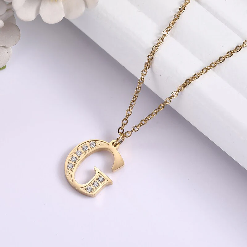 Crystal Accent Letter Satellite Necklace - Image 22