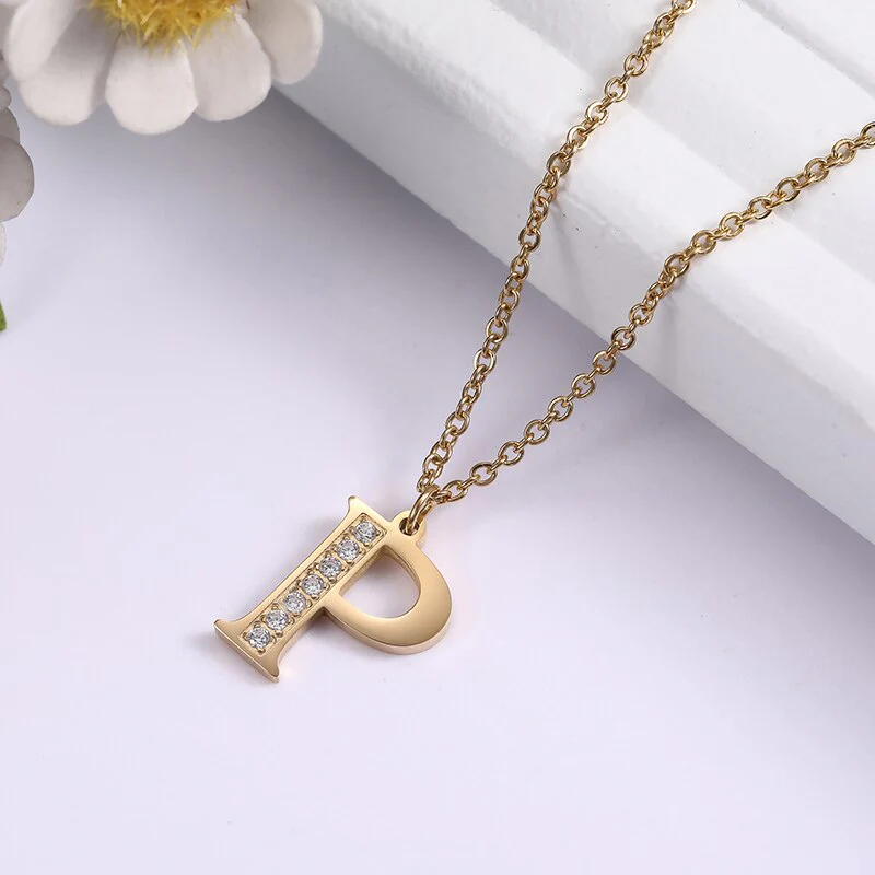 Crystal Accent Letter Satellite Necklace - Image 40