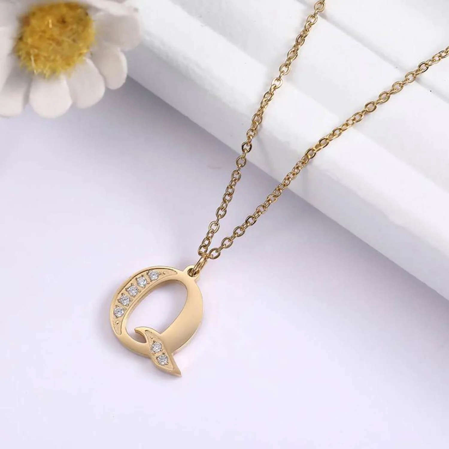 Crystal Accent Letter Satellite Necklace - Image 42