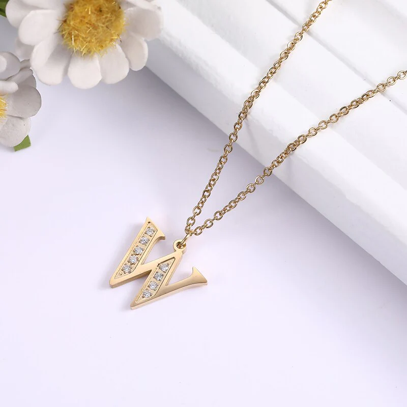 Crystal Accent Letter Satellite Necklace - Image 54