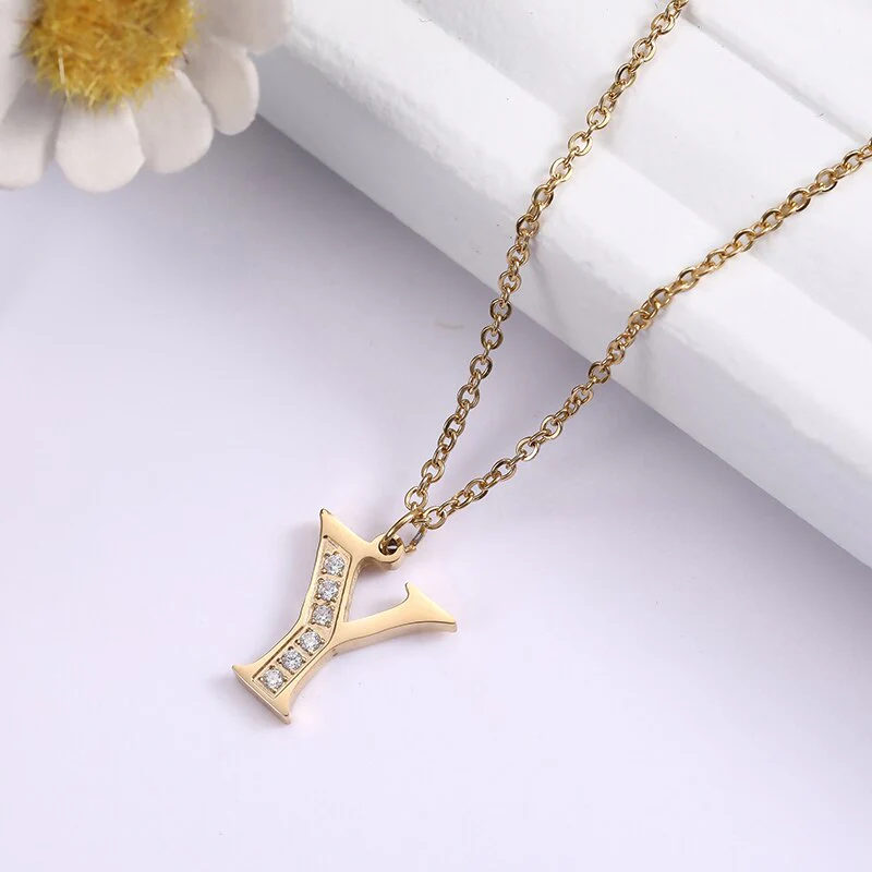 Crystal Accent Letter Satellite Necklace - Image 58