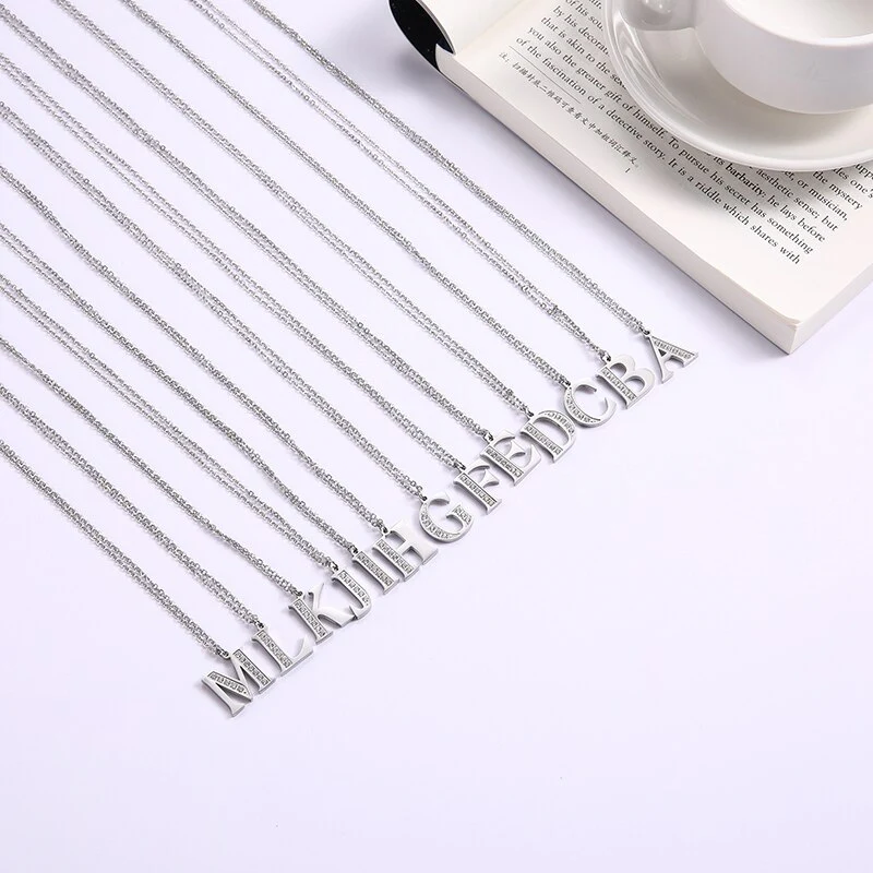 Crystal Accent Letter Satellite Necklace - Image 63