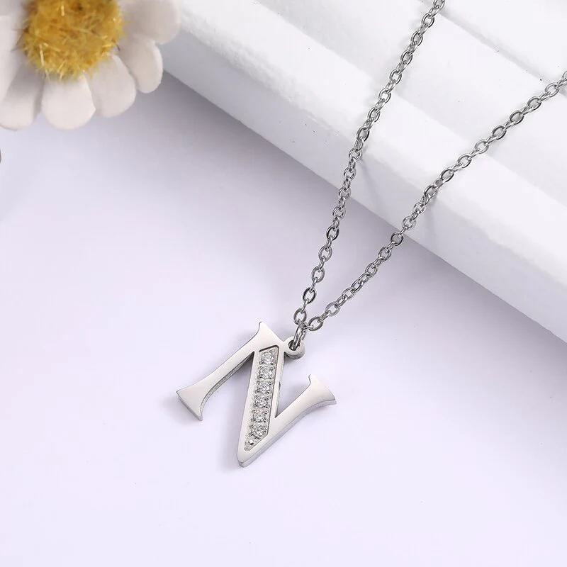 Crystal Accent Letter Satellite Necklace - Image 76