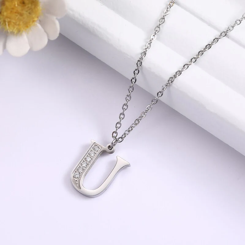Crystal Accent Letter Satellite Necklace - Image 82