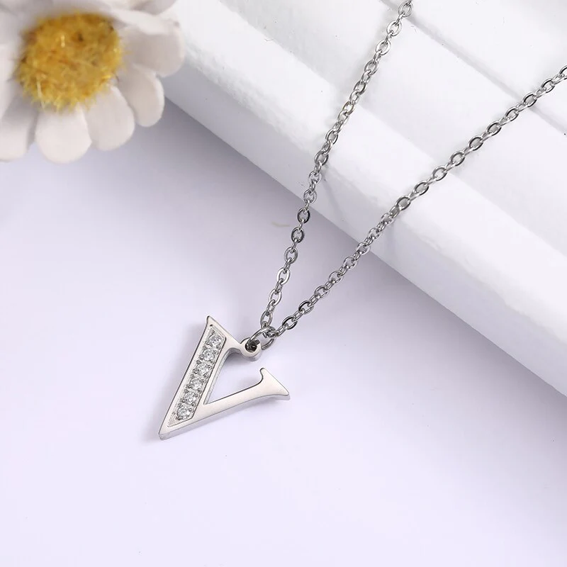 Crystal Accent Letter Satellite Necklace - Image 83