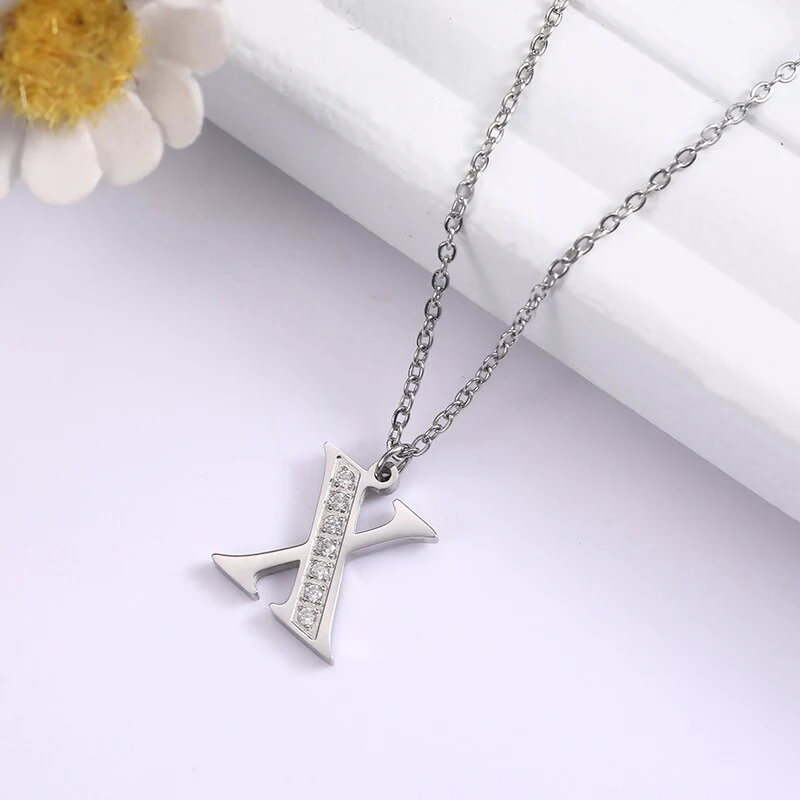 Crystal Accent Letter Satellite Necklace - Image 85